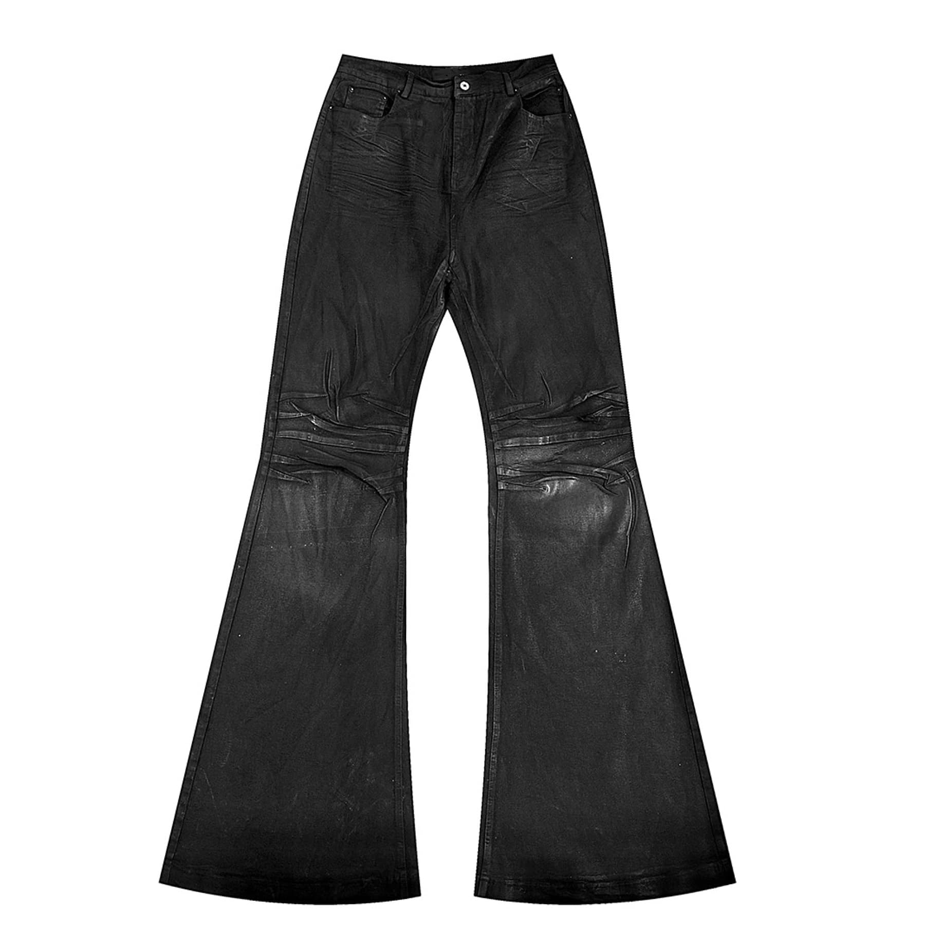 バイク ウェア レザー調フレアパンツ ライダー仕様